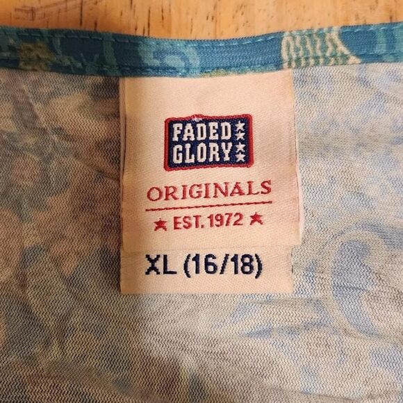 Faded-glory Women's Blue and Green Shirt - Picture 4 of 4